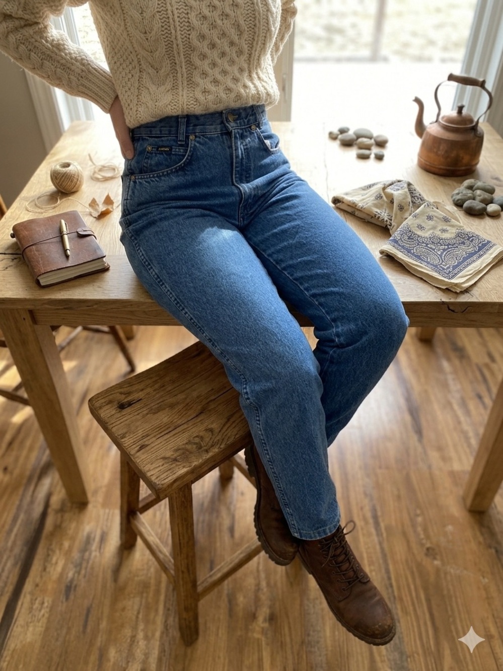 Vintage Chic Indigo Blue High Rise Tapered Mom Jeans Made in USA Size 8
